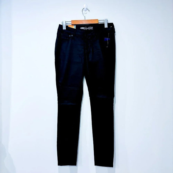 OLD NAVY Black coated Super Skinny Rock‎ Star jeans | Sleek mid-rise denim | 6 * - Picture 4 of 11